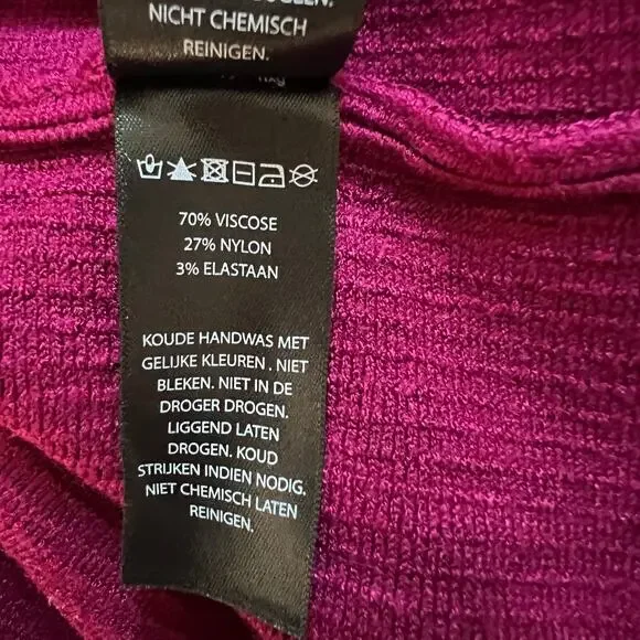 House of Harlow 1960 Sleeveless Ribbed Bodycon Mini Sweater Dress L Fuchsia Pink - Picture 7 of 8